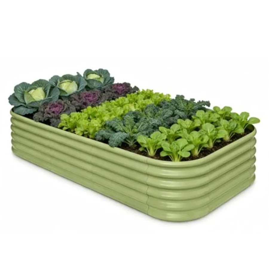 

Оцинкованная приподнятая грядка 8x4x1.5 футов, высотой 18 дюймов, металлическая, для уличных растений, овощей, трав, листовых культур, модульная, с улучшенной дренажной системой