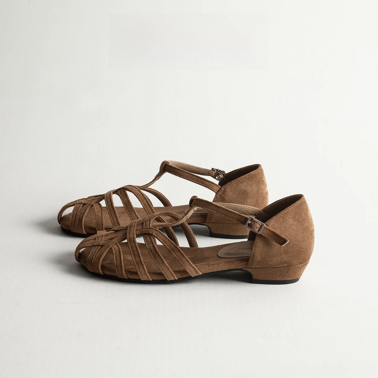 Genuine Leather Roman Sandals Women's Summer mid Heel Woven Head Cover Vintage Style Women's Shoes Leather Upgraded Version
