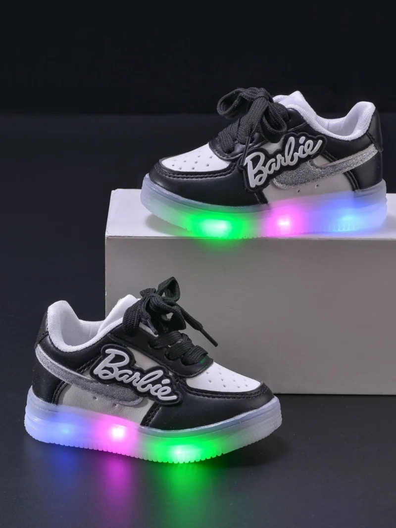 Kids Barbie Shoes Tennis Shoes Girls Led Luminous Sport Shoes Baby Casual Sneakers Cute Children Kawaii Shoes Gift Size 21-30