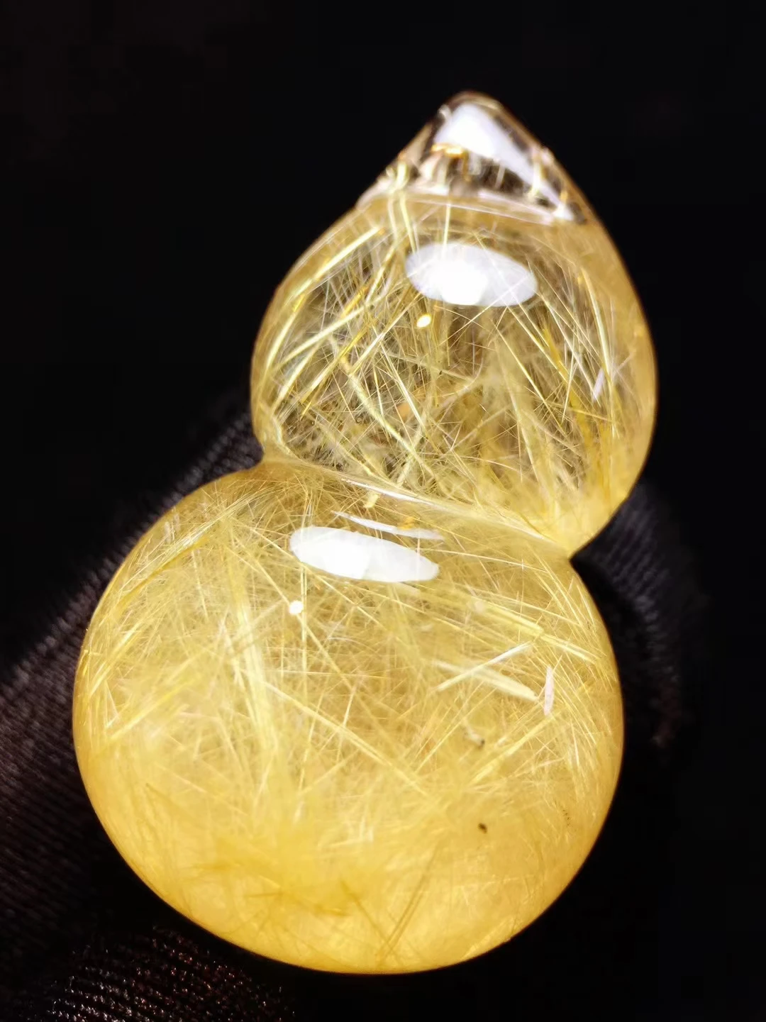 

Natural Gold Rutilated Quartz Pendant Jewelry 41*25*20mm Gourd Men Women Men Rutilated Quartz Brazil AAAAAAA