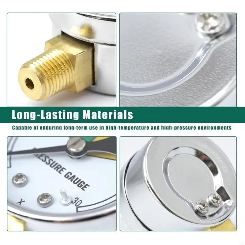 J1HF Pressure Gauge 0-30PSI Bottom Mount Fryers Replacement Part Pressure Fryers Gauge Stainless Steel Texture for Cooking