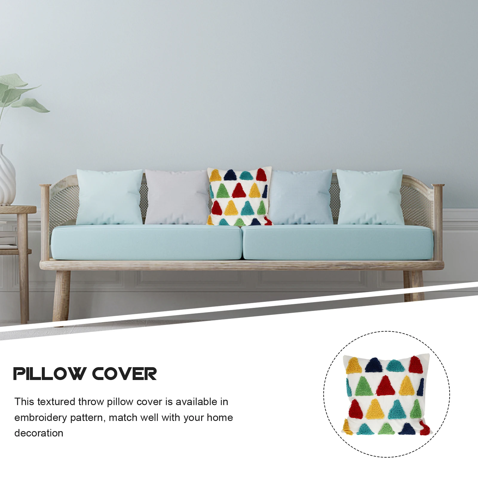 

Colorful Embroidery Pillow Cover 18X18 Inch Cushion Cover For Bedroom Living Room Decor Throw Pillowcase Easy Insert