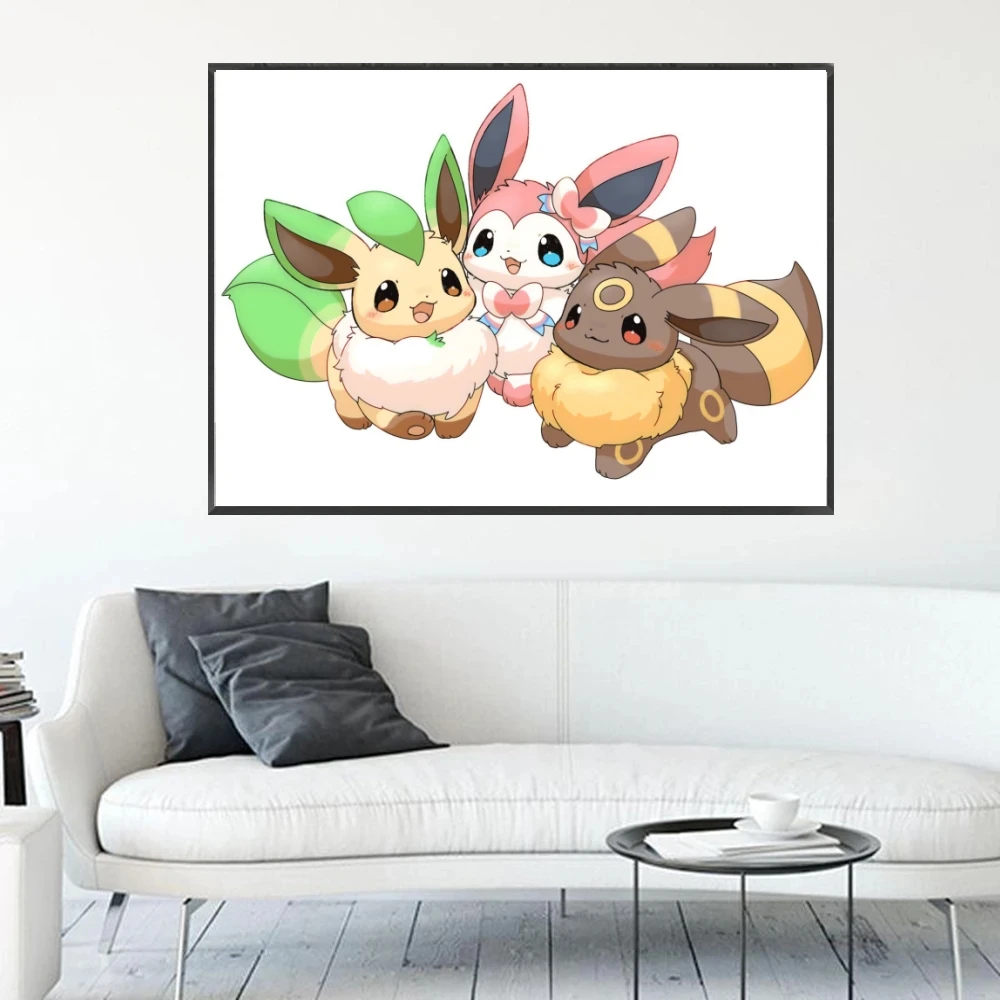 Cartoon Character Pokémon Sylveon Imagem Canvas Print, Comic Wall Sticker, Living Room Decoration, Painting Gift