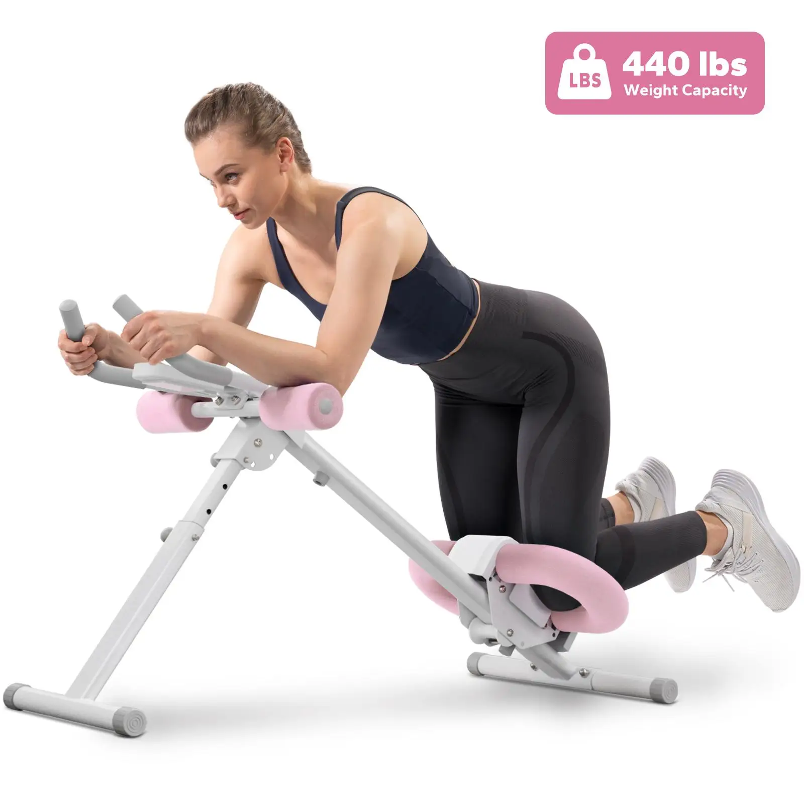 Foldable Abdominal Trainer Core Exercise Machine with LCD Monitor 10-Level Adjustable Resistance Body Shaper for Abs Arm Leg Buttocks Home Gym Indoor Fitness Workout Equipment for Women Slimming Weight Loss