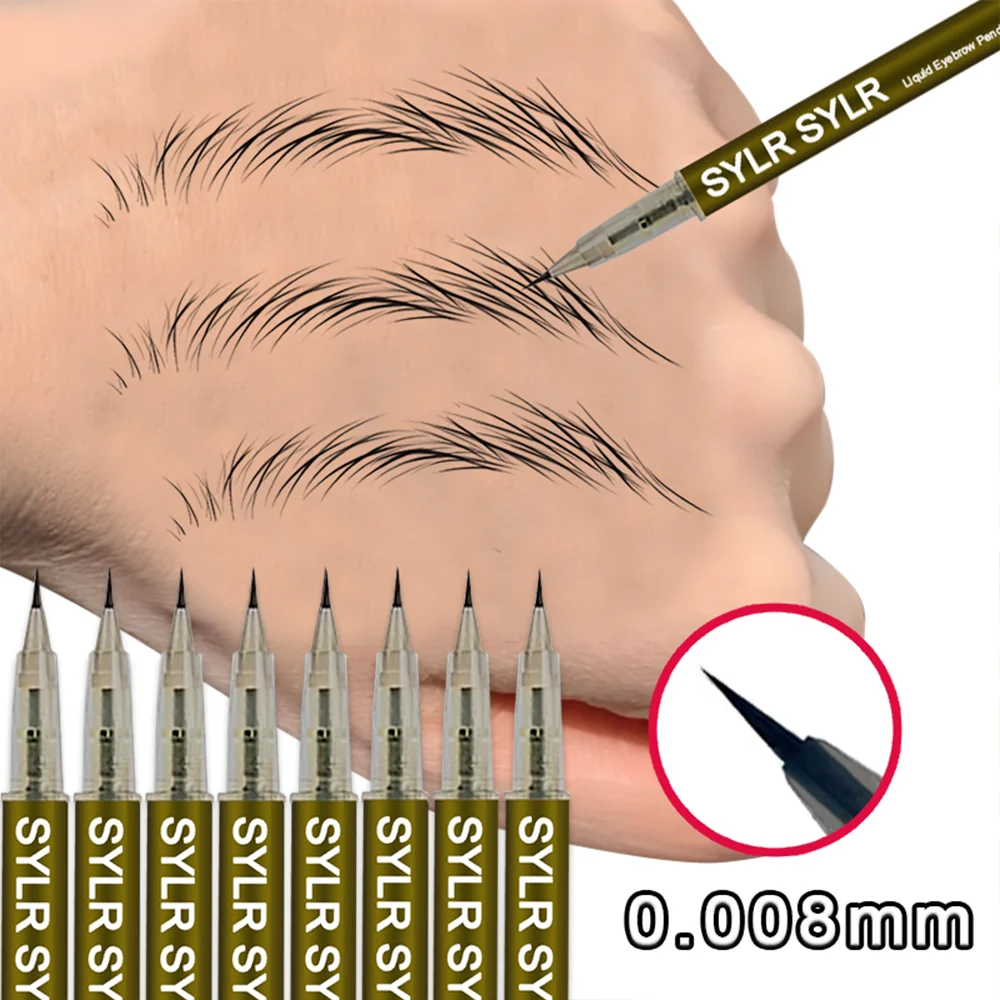8 PCS Set Ultra-fine 0.008mm Liquid Eyebrow Pencil Eyeliner 2 in 1 Waterproof And Sweat-proof Multi Super-Professional
