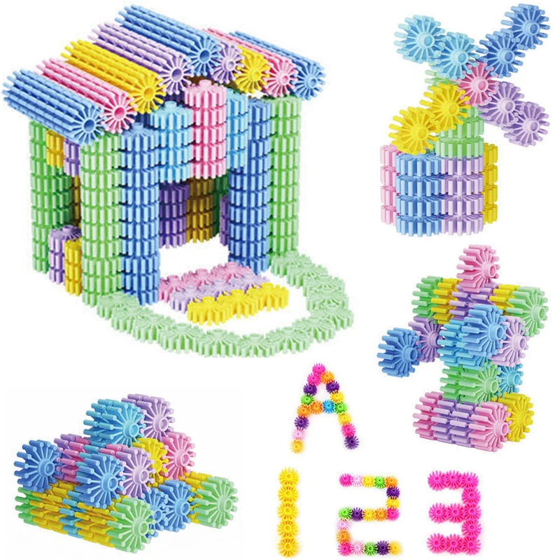 Plastic Snowflake Building Blocks for Kids Construction Toys Children 3D Puzzle Kindergarten Baby Assembly Toy Game DS29