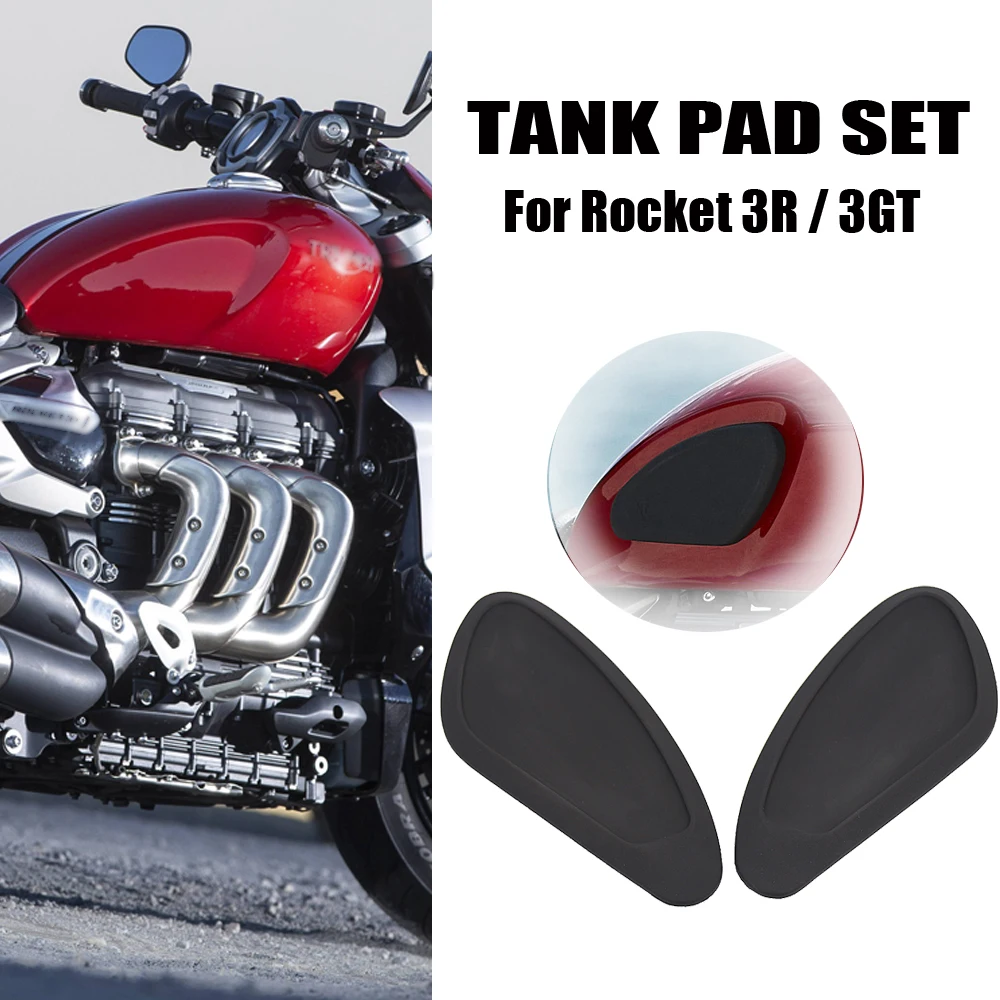 

New Motorcycle A pair Black Retro Rubber Protector Sheath Knee Tank pad Grip Decal Pad For Rocket 3R For Rocket 3GT