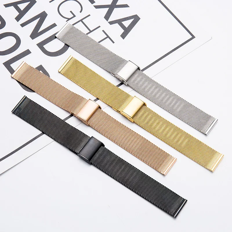 حزام ساعة ميلانيزي من الفولاذ المقاوم للصدأ 14 ملم 16 ملم 18 ملم 20 ملم 22 ملم لساعة سامسونج جالاكسي