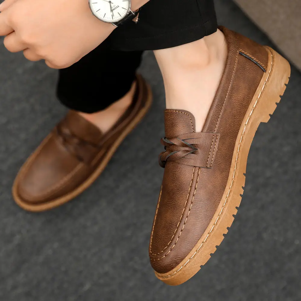 

Рабочие мокасины, мужская повседневная обувь, легкая распродажа, дизайнерские классические слипоны из искусственной кожи, оригинальная акция, мужская кожаная обувь