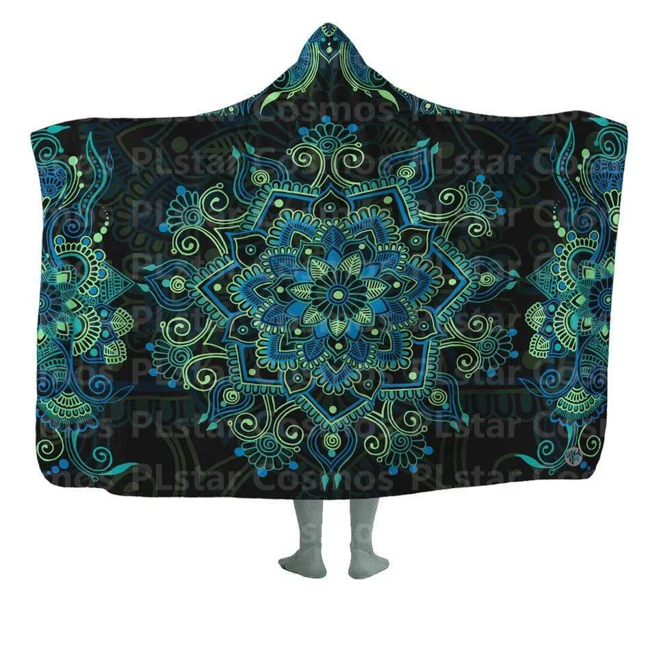 Lotus Blossom Hooded Blanket 3D All Over Printed Wearable Blanket for Men and Women Adults Kids Fleece Blanket