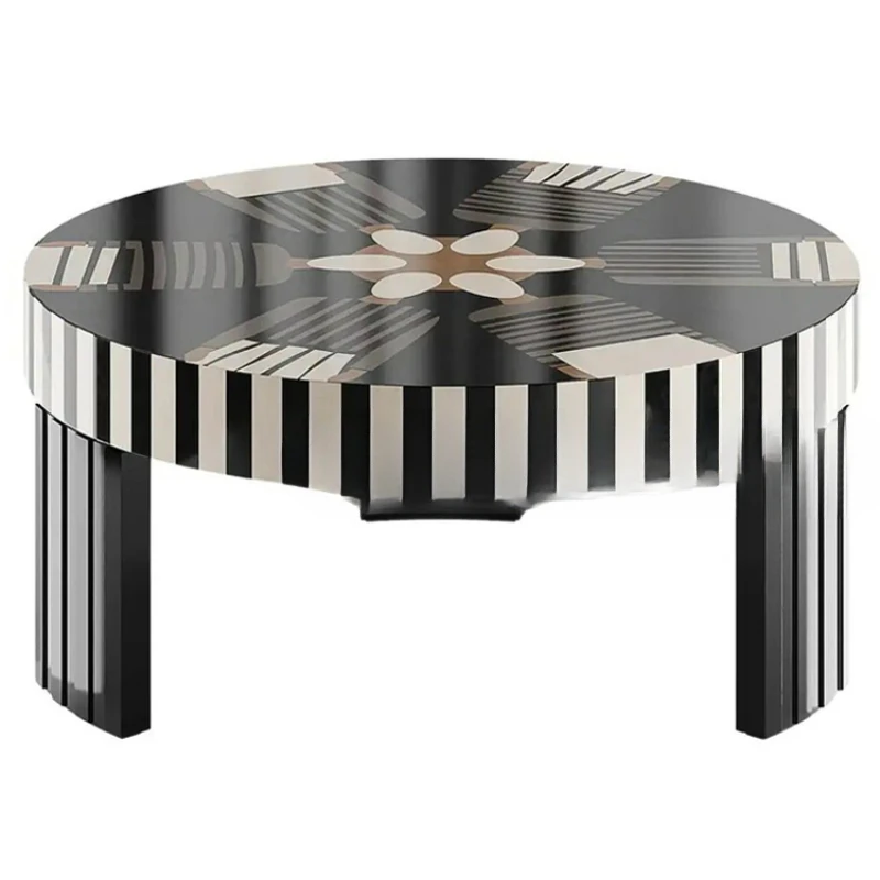 

Creative minimalist hand-painted round solid wood coffee table designer living room home modern minimalist coffee table edge