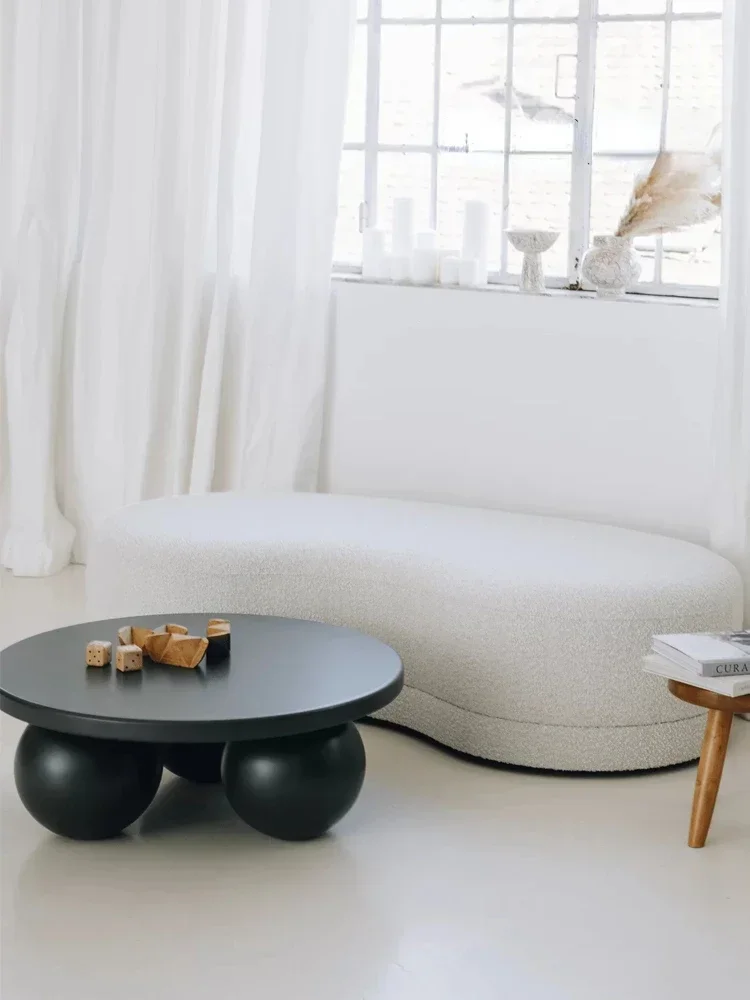 best selMiji Style Solid Wood Tea Table Round Small Apartment Living Room Sofa Side Table Antique Style Black Small Coffee Table