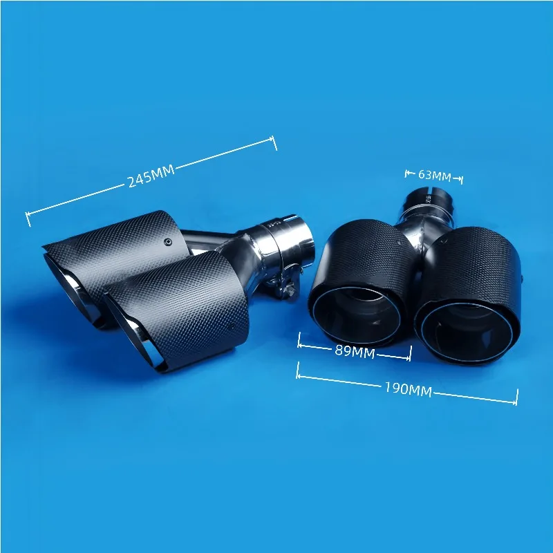 3.5 Inch Outlet Carbon Fiber Stainless Steel Exhaust Tip Y Shape Dual Exit AK Style Universal Car Tuning Muffler Tips