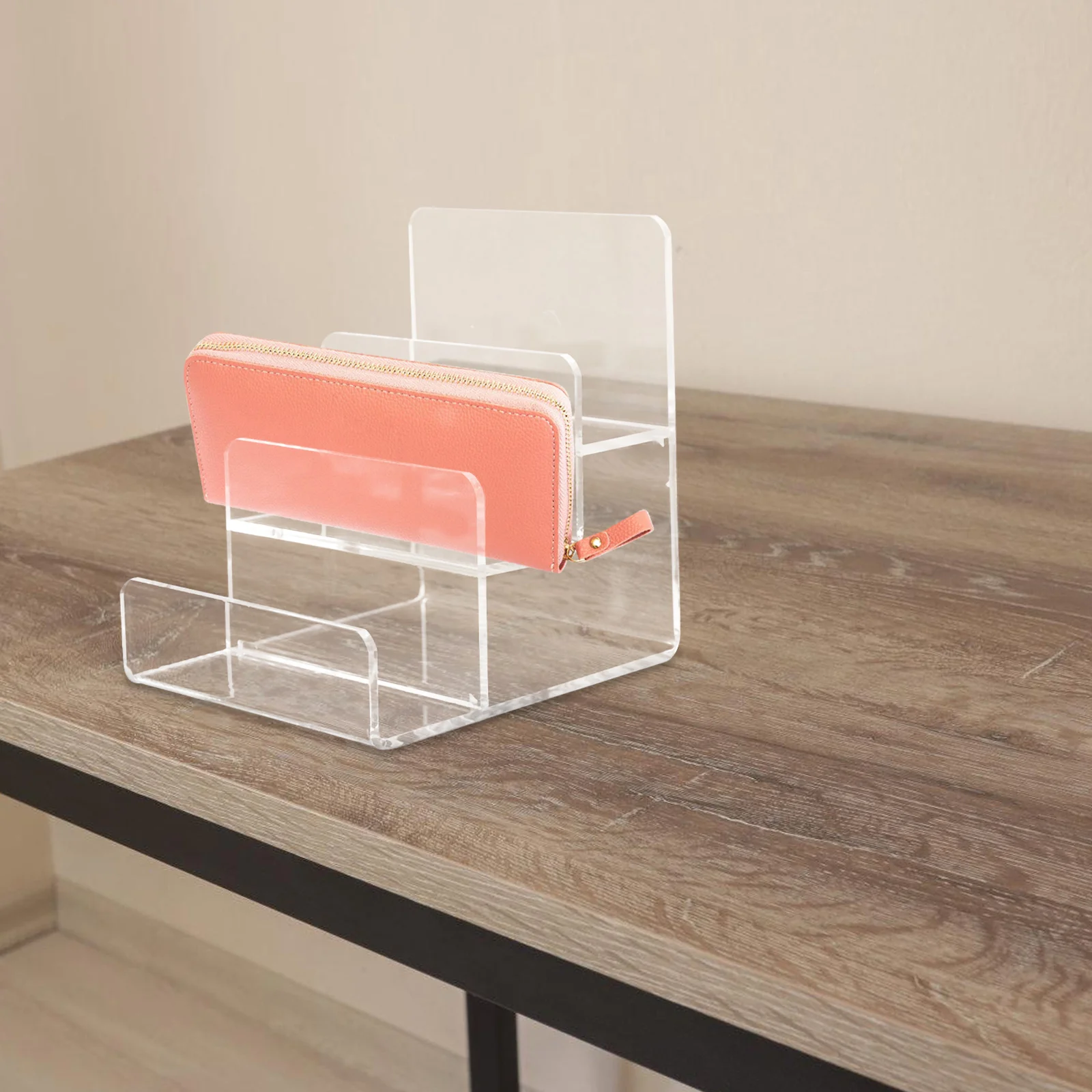 

Multi Tier Acrylic Storage Rack Transparent Wallet Display Stand Jewelry Glasses Holder Purse Organizer Shelf Wallet Holder Rack