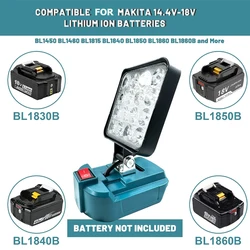 3 inch Cordless LED Work Light for Makita 14.4V-18V Li-ion Battery Handheld Emergency Tool Light Camping Flashlight Spotlights