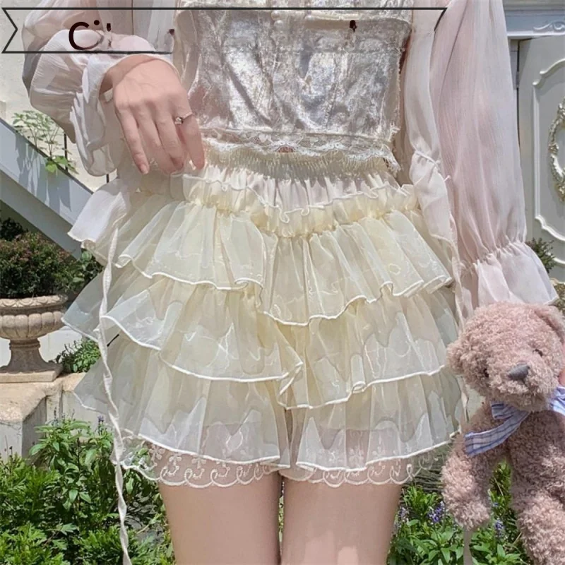 

Сексуальные кружевные облегающие брюки-юбка в стиле Лолита с бретельками, из смесовой ткани (хлопок/полиэстер)