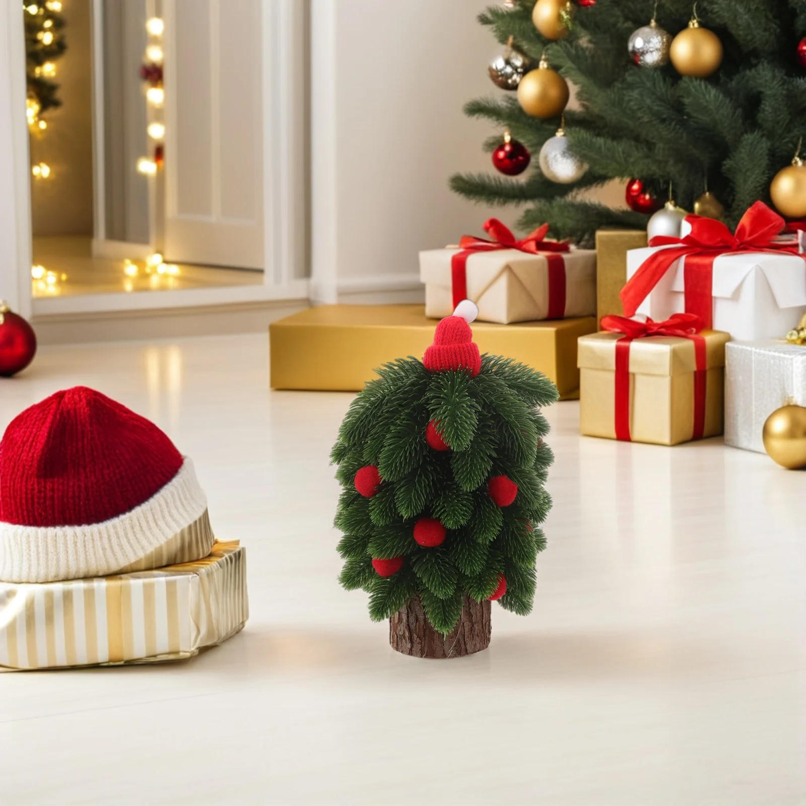 

Tabletop Christmas Tree Mini Pine Decoration Realistic Design for Desk Mantel Dining Table Holiday Home Office Festive Display