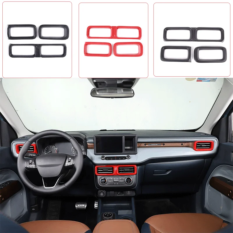 

For 2022 Ford Maverick ABS carbon fiber style car dashboard air conditioner air outlet decorative frame car interior accessories