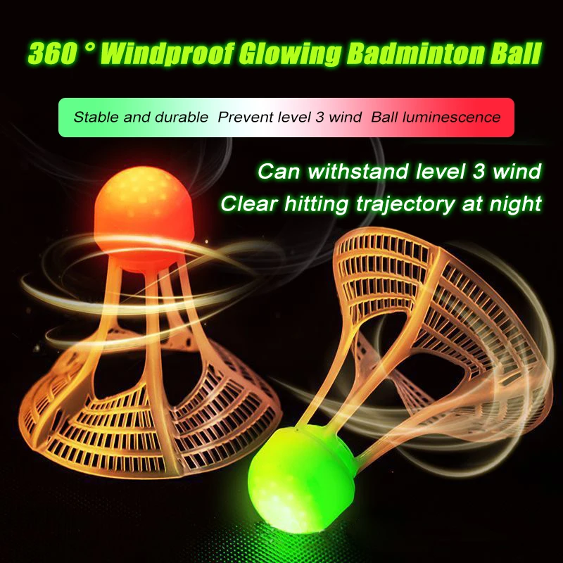 1pcs Glow-In-The-Dark Windproof Glowing Badminton Balls Super Durable Plastic Nylon With Lights