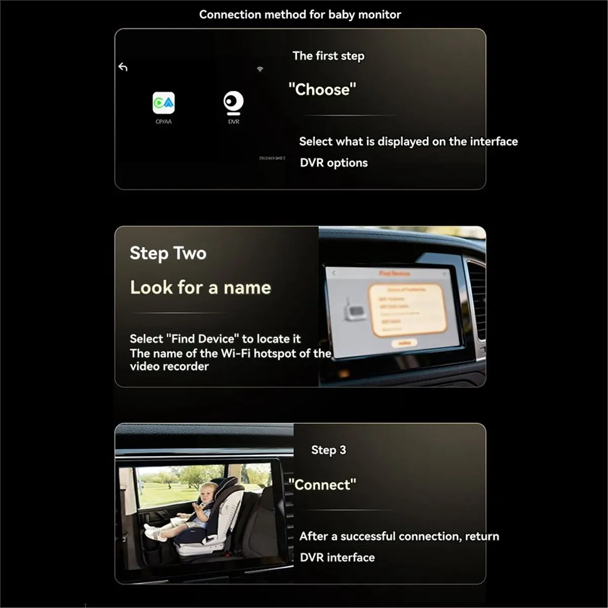 ~!Newest DTD960Car Baby Monitor Carplay Android Auto 1080P HD Reversing Camera Bluetooth+WiFi Rear Seat in-Car Monitor Recorder