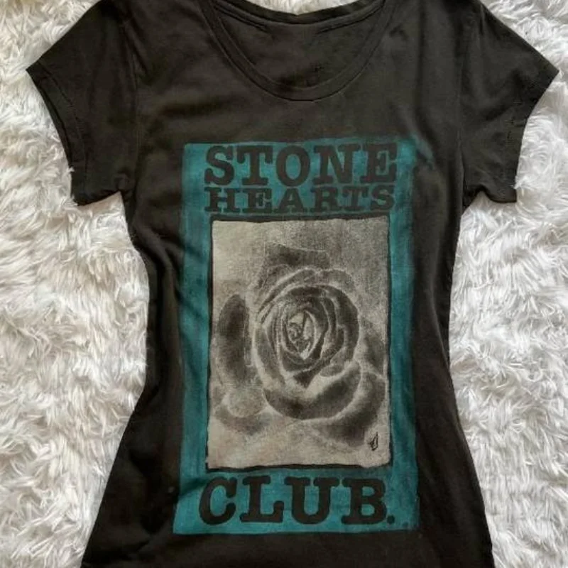 T-shirt da donna americana retrò slim fit piccante ragazza rosa stampa estate stile millenario y2k sottocultura Harajuku top da donna emo