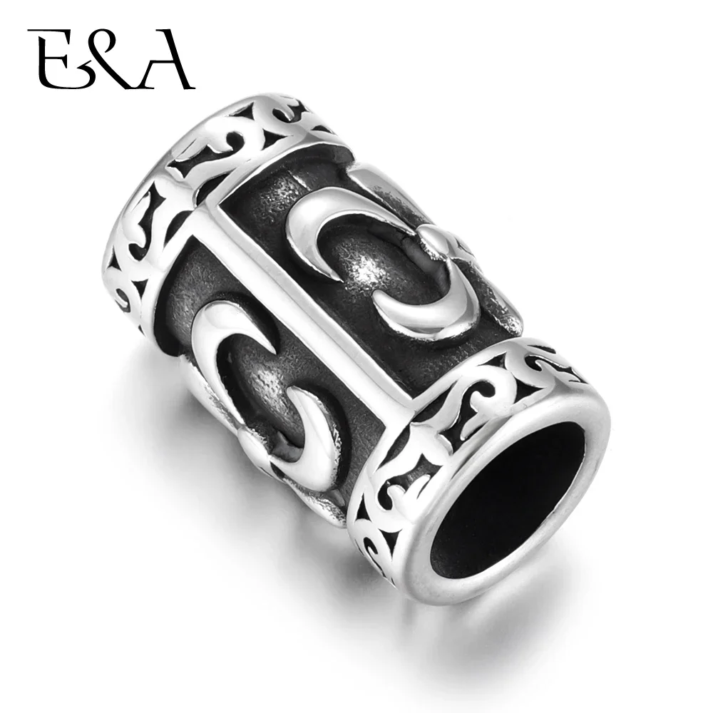 Stainless Steel Slider Tube Beads Blacken Slide Charms Large Hole 8mm for Bracelet DIY Accessories Jewelry Making Supplies