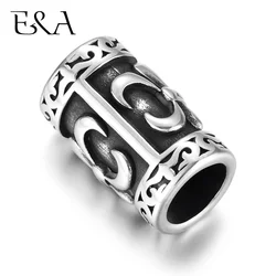 Stainless Steel Slider Tube Beads Blacken Slide Charms Large Hole 8mm for Bracelet DIY Accessories Jewelry Making Supplies