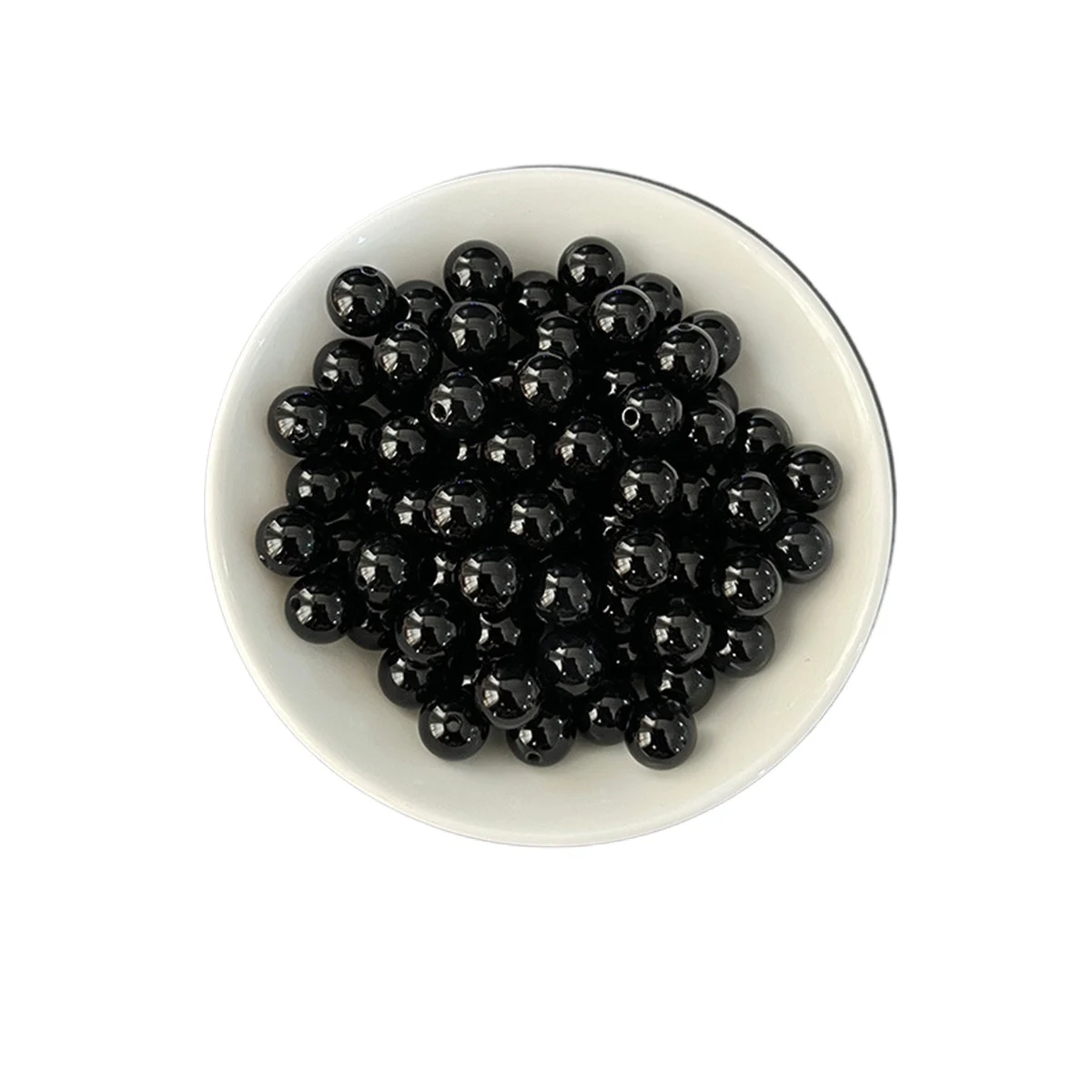 Grade AA Natural Black Agate Stone 6mm-10mm Round Beads Color Enhanced