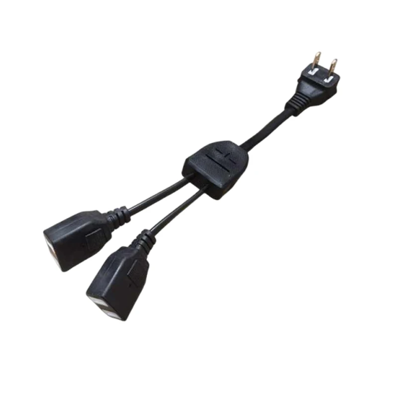 Copper 1 Male to 2 Female 90° Right Angle Elbow To 3/4 Female Hole TV Monitoring Power Cord AC Two-pin Plug Strip 0.75 square
