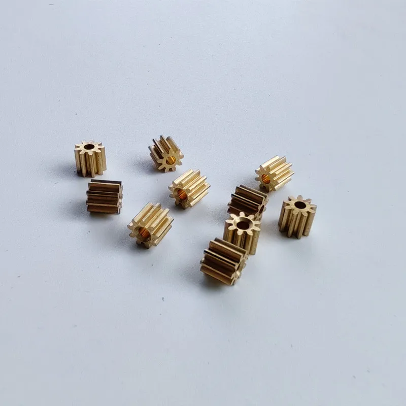 92A 0.5M Copper Gear 9 Teeth 1.98mm (2mm Tight) Steering Pinion UAV Model Toy Accessories Technology Class DIY Model Parts 10PCS