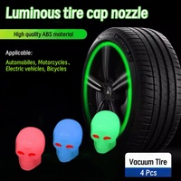 4 Pcs of Car Skull Hair Phosgene Door Cap Mini Personalized Tire Decoration Suitable for Motorcycle Bicycle Vacuum Tire Valve