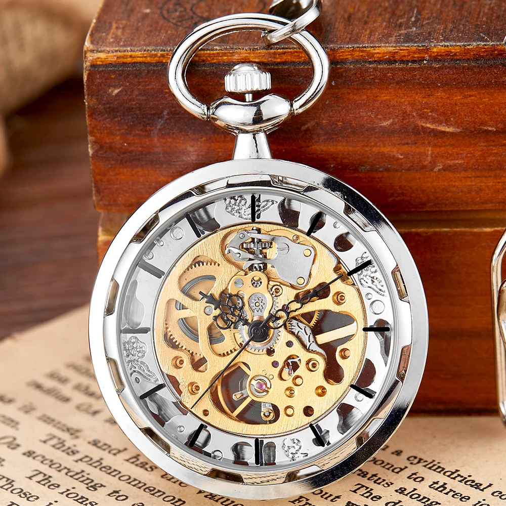 Cobre Steampunk Vintage Pocket Watch Colar Pingente Hollow pocket fob relógios Homens Mulheres Hollow Gear relojes de bolsinho