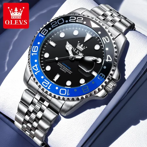 Imagen 2 del producto OLEVS 5657 reloj para hombre, relojes de pulsera de cuarzo deportivos originales de lujo para negocios, relojes luminosos resistentes al agua con fecha semanal para regalos de hombre