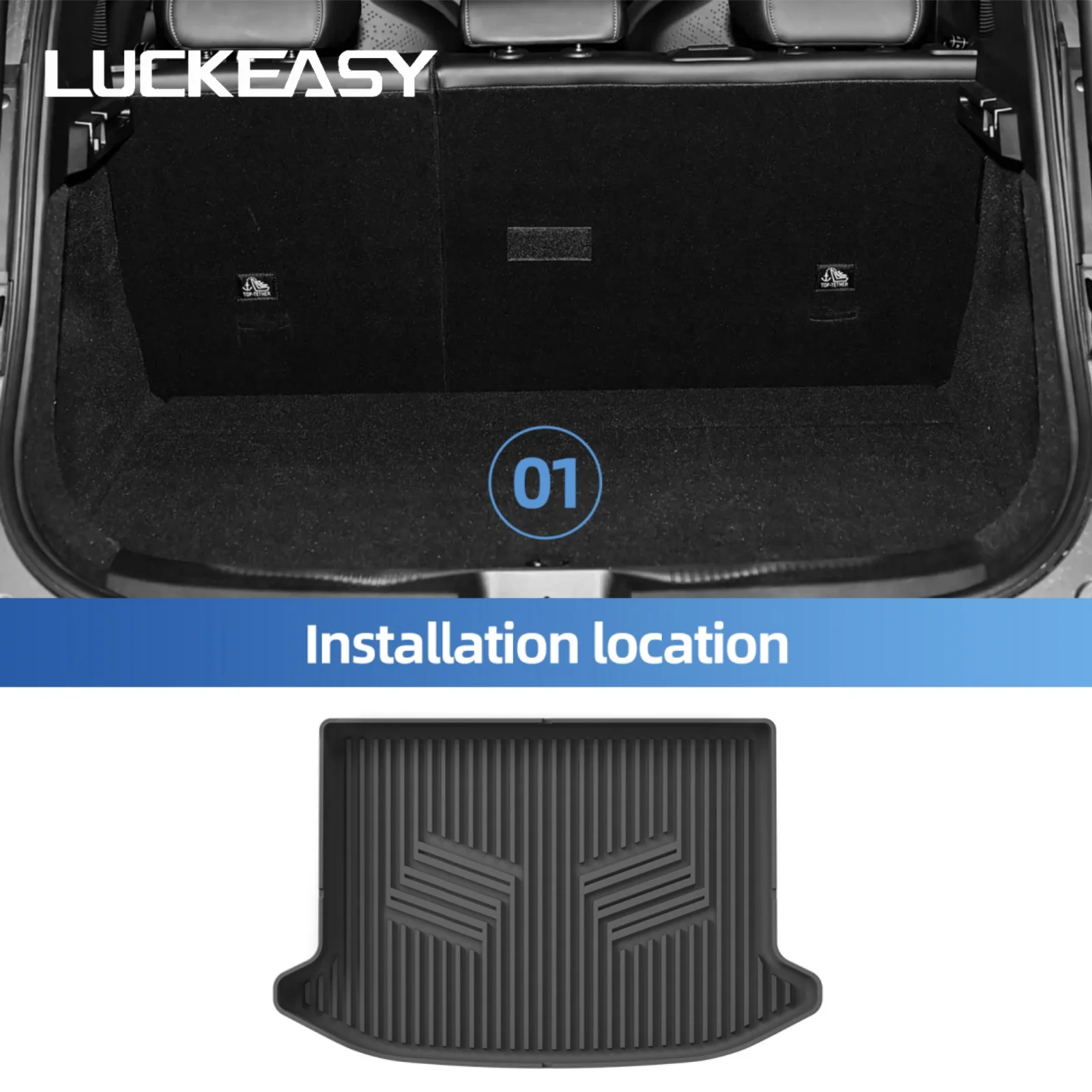 LUCKEASY Left Drive for ZEEKR X 5Seater 2023-2026 TPE Car All-Weather Floor Mats Foot Trunk Pad Cargo Liner Accessories Black