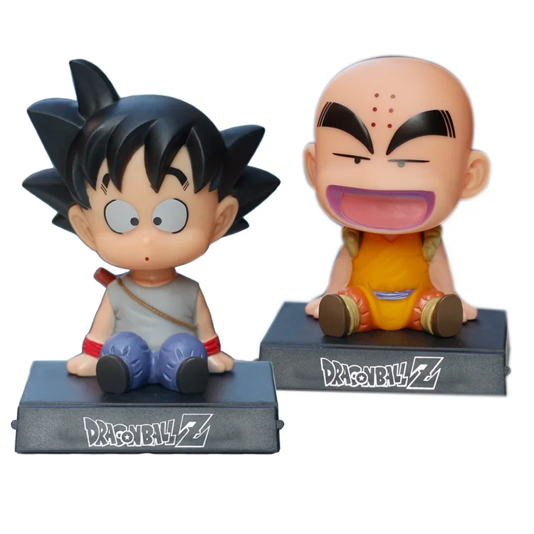 Anime Dragon Ball Z Goku Kuririn pouruszająca głową lalka Son Goku pcv akcja figurka postaci uchwyt telefonu uchwyt dekoracji samochodu prezent