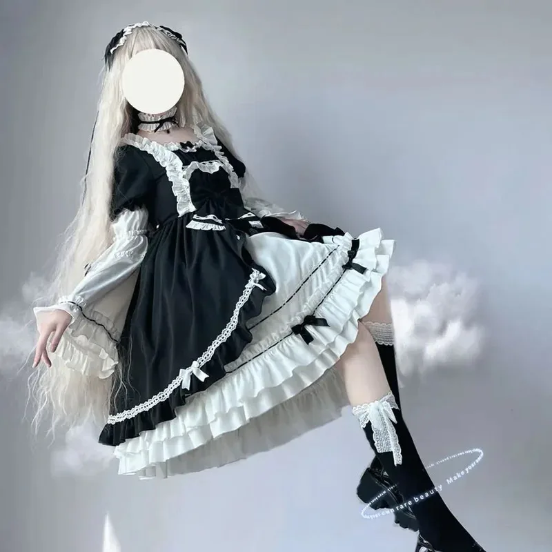 Op01 плюс размер 4XL 140 кг осеннее платье Лолиты для женщин со съемным рукавом винтажное милое вечернее праздничное платье с бабочкой6gd @