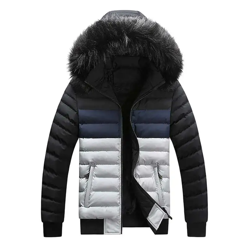 

Parkas Winter New Men Lightweight Push Thickened Gathering Heat Keeping Warm Windproof Hooded Cotton Jackets Detachable Hat Male