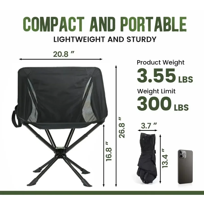 Portable 360 Degree Swivel Spin Quick Open Cliq Chair Aluminum Camping Beach Chair Folding Fishing Beach Chair