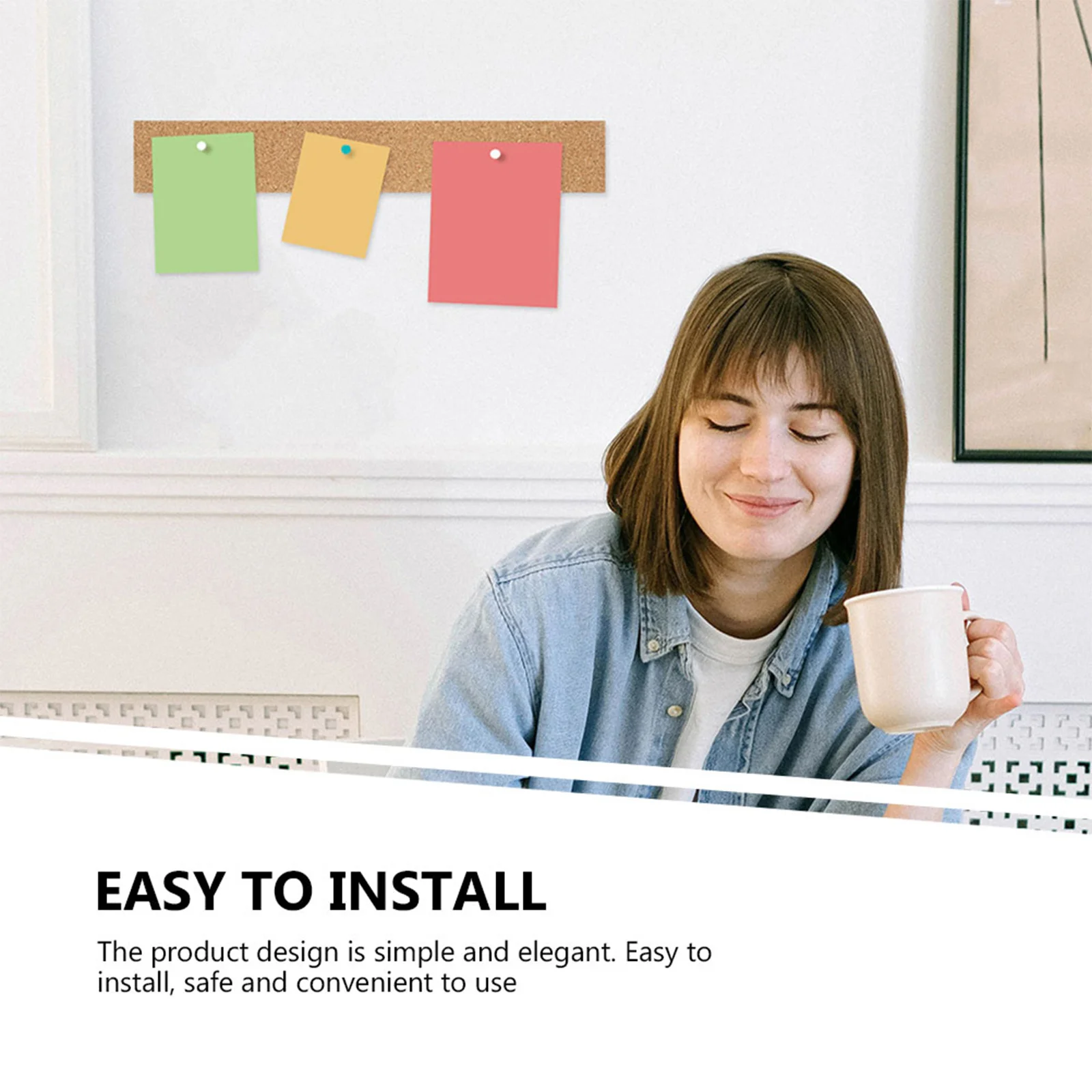 3 قطعة شرائط الحائط الفلين لينة لوحة الإعلانات لاصقة لمكتب المنزل رسالة عرض البلاط الطبيعي بدون إطار مذكرة ذاتية اللصق #5