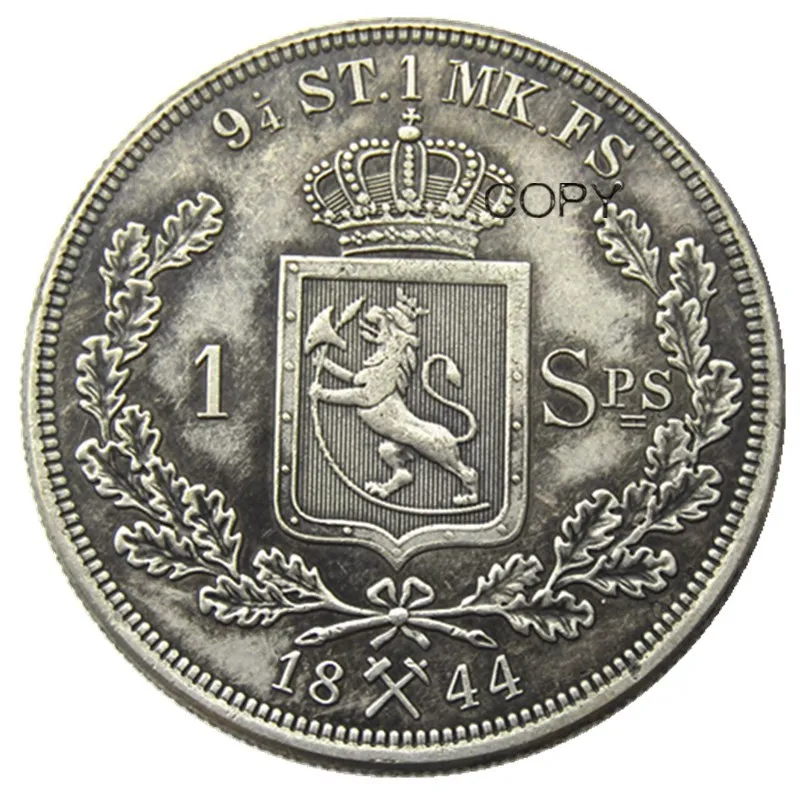 1844 Norway 1 Speciedaler Silver Plated Copy Coins