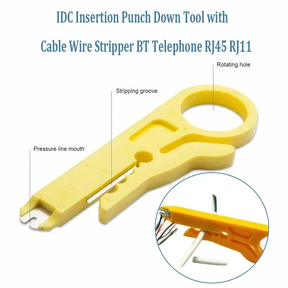 Handy IDC Inserção Punch Down Tool com Cable Stripper, Cabos de Rede e Linhas Telefônicas, 60 80 Caracteres