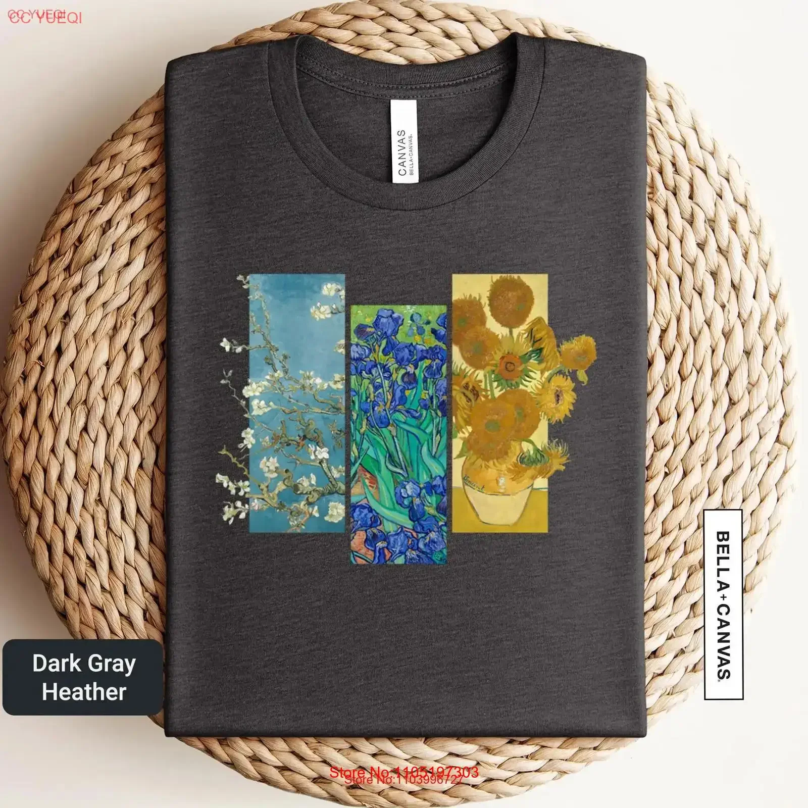 

Van Gogh Flowers T Shirt Vincent Artsy for Art Teacher Famous Impressionism Floral Cottagecore 0925 vintage Washed Soft Unisex