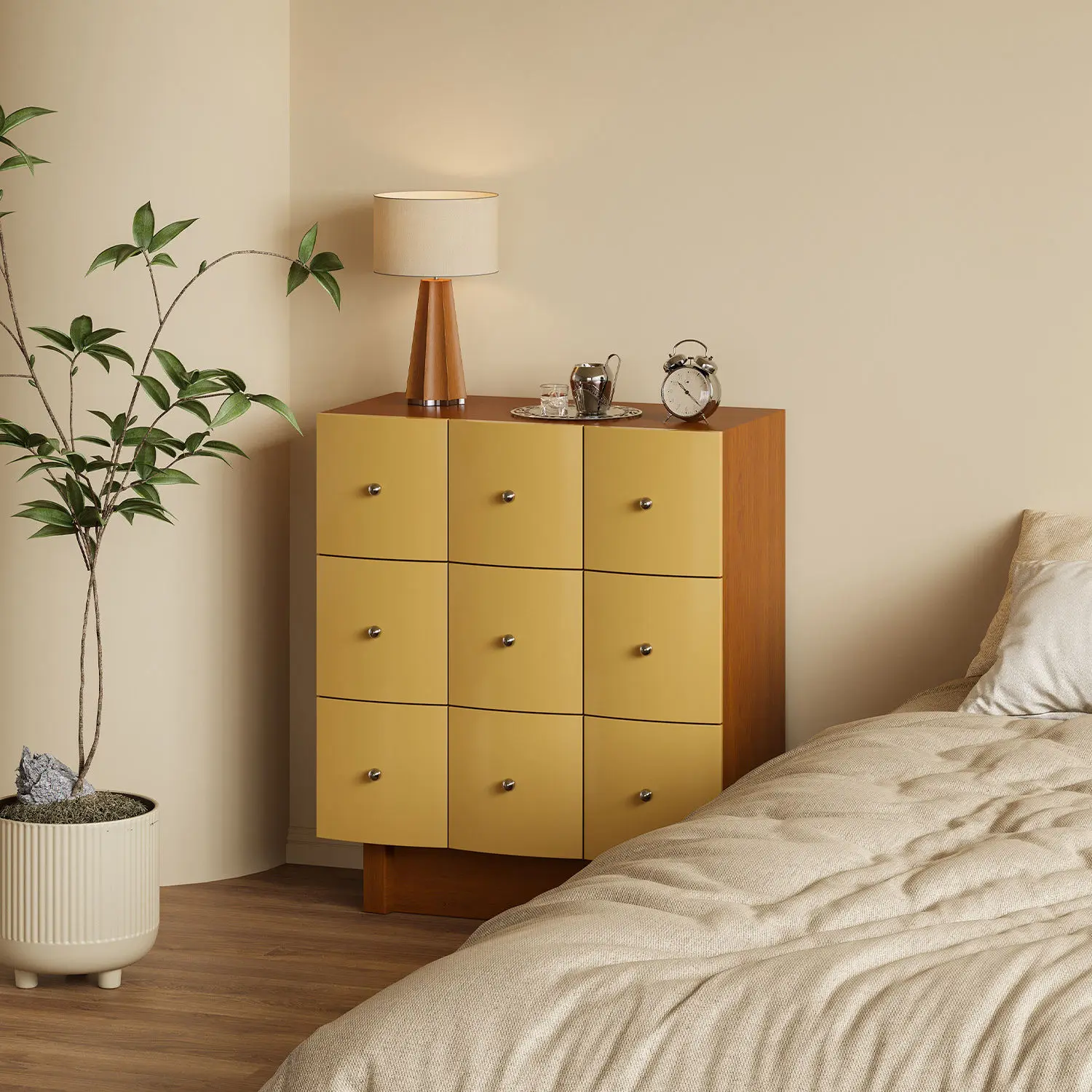 

PYJ retro home bedroom bedside locker minimalist living room storage cloud shaft nine bucket drawer cabinet
