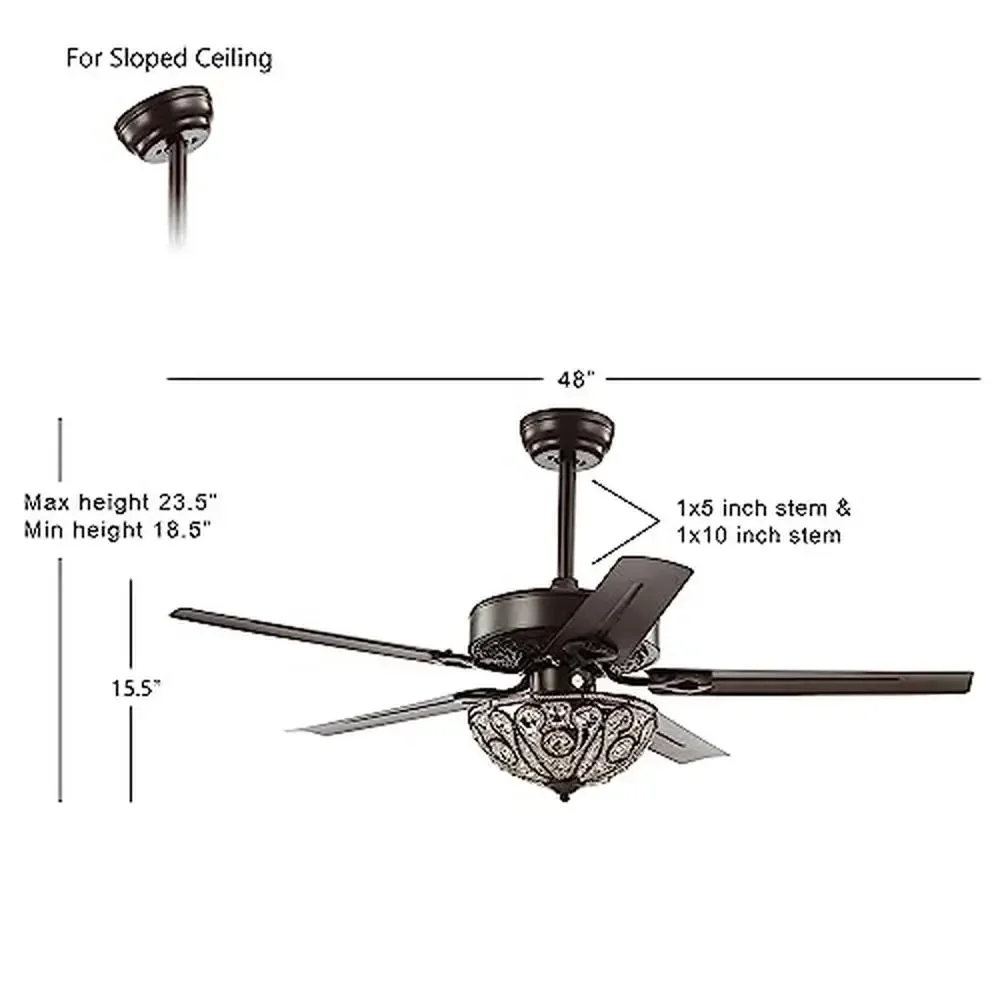 원격 가역 블레이드 장착 다리미 LED 천장 선풍기, 에너지 효율 클래식 글램 전환 사무실 생활, 48 인치 3 광