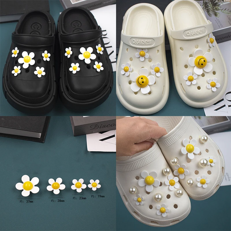 4-16 PCS/lot Shoe Charms Decoration Buckle Pins Cute Frangipani Little Daisy flower Pins DIY Combiation for croc Friend Gift