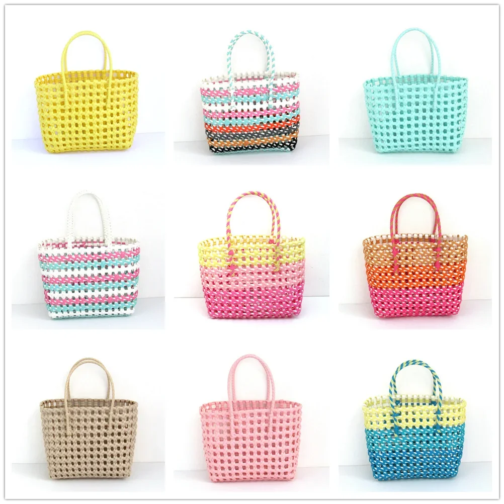 New Woven Bag Vacation Beach Bag Hollowed Out Vegetable Basket Bag Popular Hand Carry Basket Handbag