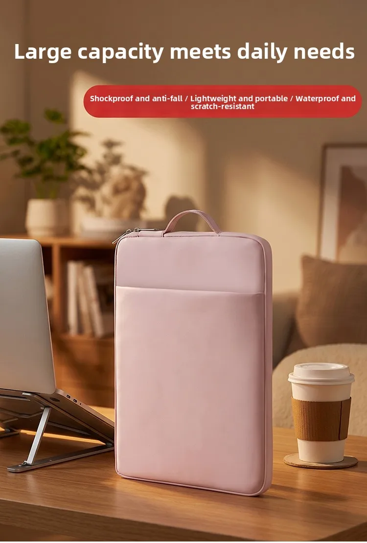 PU-Leder Laptop-Handtasche 11-15,6 Zoll Wasserdichte Hülle für Notebooks mit Plüschfutter – Detail 6