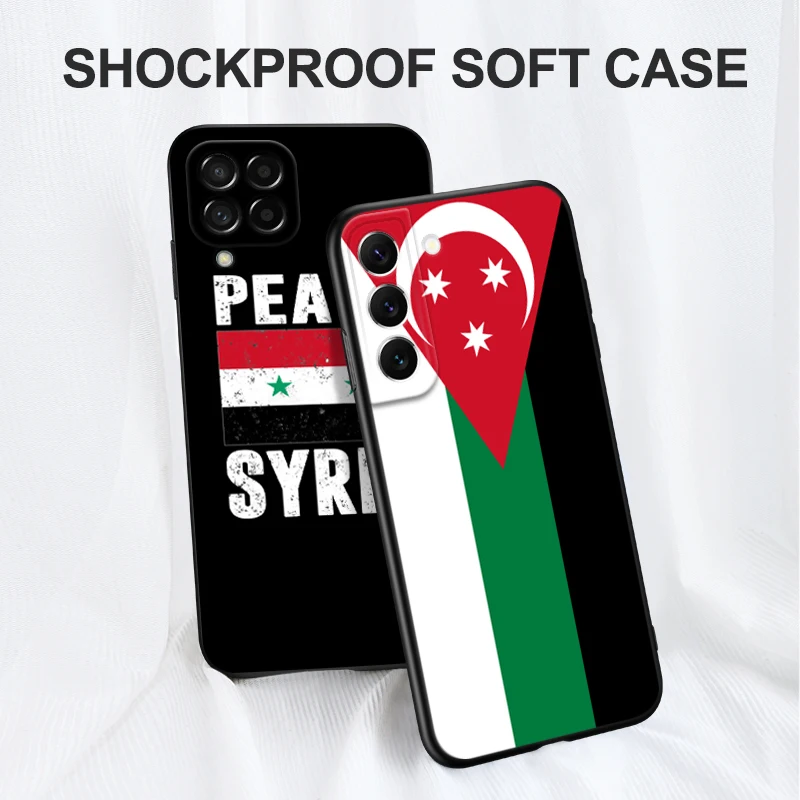 Black tpu Case For Samsung galaxy S23 S22 S20 S21 FE PLUS ultra+S10 E lite cover Syria national Flag