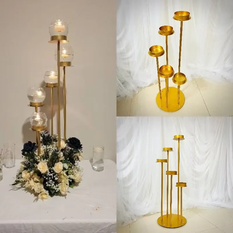 

Romantic Plinth Column Big Cup Candle Stand Wedding Floral Arrangement Rack Engagement Birthday Flower Table Centerpieces 10PCS