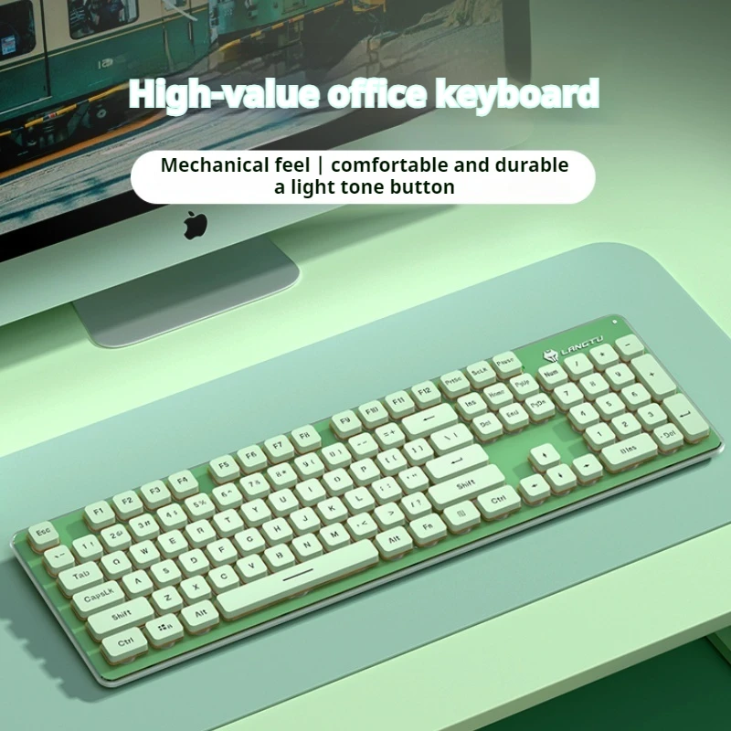 LT L1 Mechanical Tactile Wired Film Color Blocked Keyboard 104 Key Light Tone Computer Game Office Typing Multicolor Backlit